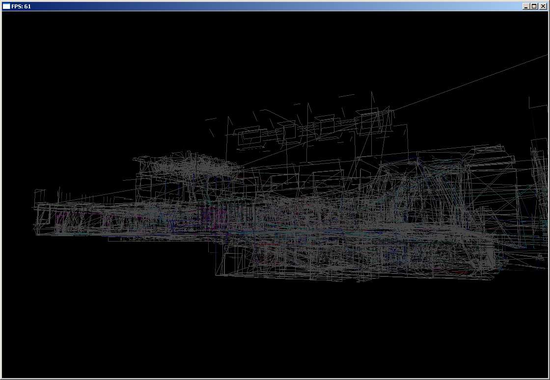 Very early shot, rendering using GL_LINES.